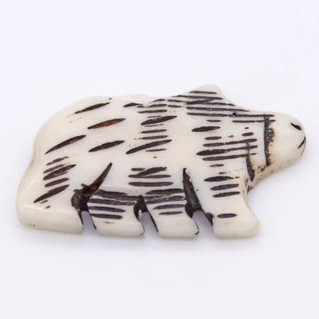 BN385-79: Bone Bear Pendant Carved White/Black 45x26mm - 5 Pieces 3 BN385-79: Bone Bear Pendant Carved White/Black 45x26mm - 5 Pieces