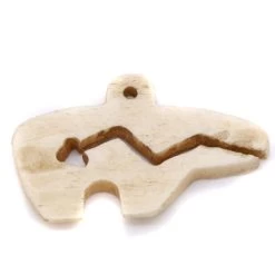 BN385-82: Bone Zuni Bear Pendant Antique 54x30mm - 5 Pieces