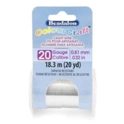 CW185B-020: Beadalon ColourCraft Wire 20 Gauge Silver Plated Tarnish Resistant Silver 15 Yard Spool