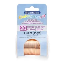 CW185CU-020: Beadalon ColourCraft Wire 20 Gauge Brass Light Tarnish Resistant 15 Yard Spool
