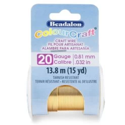 CW185R-020: Beadalon ColourCraft Wire 20 Gauge Brass Light Tarnish Resistant 15 Yard Spool