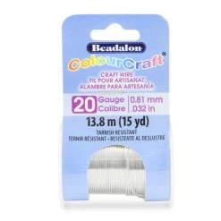 CW185SC-020: Beadalon ColourCraft Wire 20 Gauge Silver Color Tarnish Resistant 15 Yard Spool