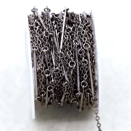 CX2608-B: Solid Brass Chain With 25mm Bar Links & 2mm Cable Links Gunmetal/Black Plated Brass - 1 Foot 5 CX2608-B: Solid Brass Chain With 25mm Bar Links & 2mm Cable Links Gunmetal/Black Plated Brass - 1 Foot - Image 3