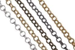 CH2611-AS: Double Link 8mm Cable Chain Antique Silver Plated Solid Hypoallergenic Brass And Steel - 1 Foot