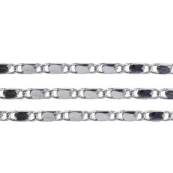 CH2613-S: Flat Mariner Designer Chain 2.5mm Links With Joining Loop On Each End Of Links Silver Plated Solid Hypoallergenic Brass - 1 Foot -Handmade Beads Discount Store CX2613 S thumbnail
