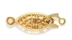 FI150-LGR: Clasp Oval Fish Hook Filigree Gold 7x21mm 6SE