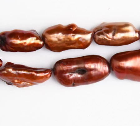 FP095-BW5: Pearl Vertical Biwa Copper 5x14-8x20mm - String 3 FP095-BW5: Pearl Vertical Biwa Copper 5x14-8x20mm - String