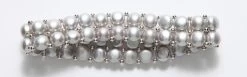 FP900-8: Pearl Stretch Bracelet Silver 6mm 2 Row - 1 Each