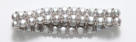 FP900-8: Pearl Stretch Bracelet Silver 6mm 2 Row - 1 Each 3 FP900-8: Pearl Stretch Bracelet Silver 6mm 2 Row - 1 Each