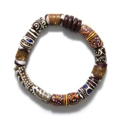 GA1000-3: Krobo Powder Glass Bracelet Brown - 1 Each