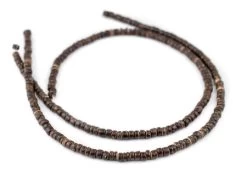 GA1299-COCO: Chocolate Disk Coconut Shell Beads 5mm 14" Strand