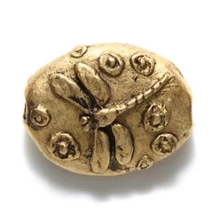 GG245-AG: Green Girl Dragonfly Pebble Antique Gold - 1 Piece