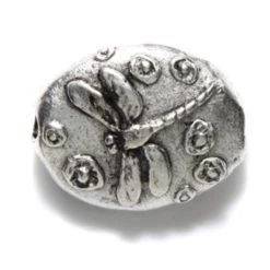 GG245-AS: Green Girl Dragonfly Pebble Antique Silver 21mm - 1 Piece