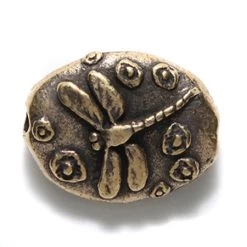 GG245-BZA: Green Girl Dragonfly Pebble Bronze Antique - 1 Piece