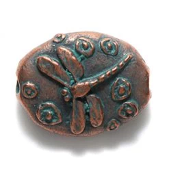 GG245-CV: Green Girl Dragonfly Pebble Verdigris - 1 Piece