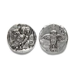 GG256-AS: Green Girl Owl Coin 26mm Antique Silver - 1 Piece