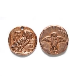 GG256-RGA: Green Girl Owl Coin 26mm Rose Gold Antique - 1 Piece