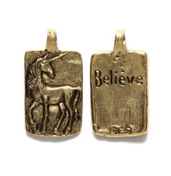 GG403-AG: Green Girl Believe Unicorn Antique Gold 31mm - 1 Piece