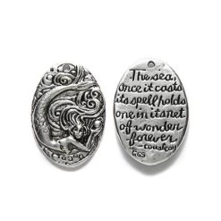 GG440-AS: Green Girl Mermaid Pearl Antique Silver 22x31mm - 1 Piece