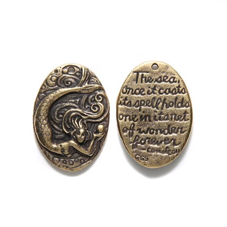 GG440-BZA: Green Girl Mermaid Pearl Bronze Antique 22x31mm - 1 Piece 3 GG440-BZA: Green Girl Mermaid Pearl Bronze Antique 22x31mm - 1 Piece