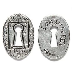 GG441-AS: Green Girl Keyhole Love Is 21x30 Antique Silver - 1 Piece