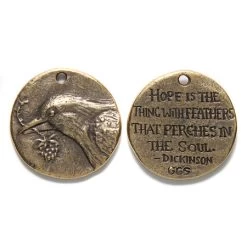 GG468-BZA: Green Girl Hope Bird 29mm Bronze Antique - 1 Piece