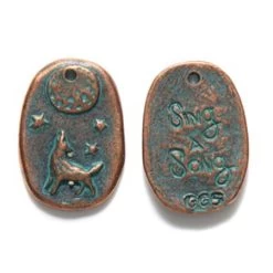 GG471-CV: Green Girl Howling Wolf Copper Verdigris - 1 Piece