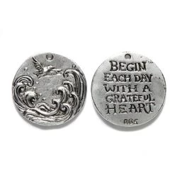 GG485-AS: Green Girl Grateful Heart Bird Antique Silver - 1 Piece