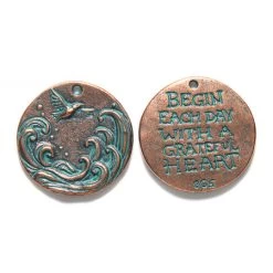 GG485-CV: Green Girl Grateful Heart Bird Copper Verd - 1 Piece