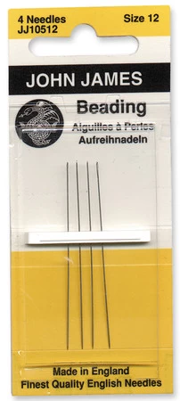JJ105-12U: John James English Beading Needle ##12 (JJ105-12U) 4 Pieces Per Package