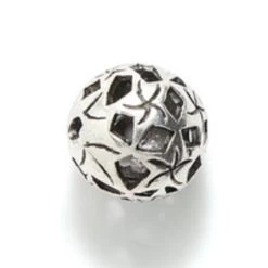 ME4184-S2: Metal Bead Round With Star Silver 14mm - 4 Pieces