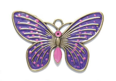 ME5590-G: Brass Butterfly Pendant Pink & Purple Epoxy Antiqued Brass 100mm - 1 Piece 3 ME5590-G: Brass Butterfly Pendant Pink & Purple Epoxy Antiqued Brass 100mm - 1 Piece