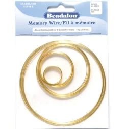 MW525-G: Memory Wire 4 Assorted Sizes Gold 15lp .5 Ounce - Package