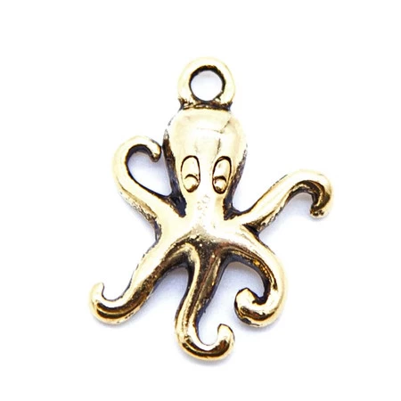 PW3396-AG: Pewter Charm Octopus Ant Gold 15x20mm - 1 Piece 3 PW3396-AG: Pewter Charm Octopus Ant Gold 15x20mm - 1 Piece