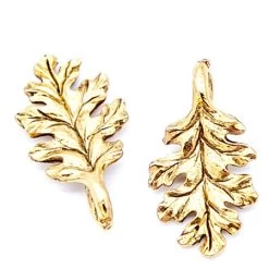 PW4814-AG: Pewter Charm Oak Leaf Antique Gold 8x20mm