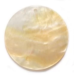 SH372: Cream Shell Pendant Flat Disc 40mm 1 Piece