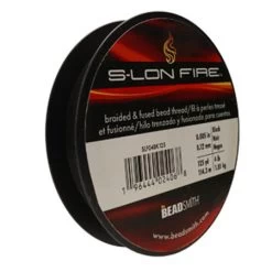 SLF04BK125: S-LON FIRE Braided & Fused Bead Thread Black .004"/.12mm 4LBS Test 125 Yard Spool