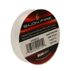 SLF04CR15: S-LON FIRE Braided & Fused Bead Thread Crystal .005"/.12mm 4LBS Test 15 Yard Spool