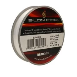 SLF04CR50: S-LON FIRE Braided & Fused Bead Thread Crystal .005"/.12mm 4LBS Test 50 Yard Spool