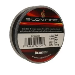 SLF06BK50: S-LON FIRE Braided & Fused Bead Thread Black .006"/.15mm 6LBS Test 50 Yard Spool