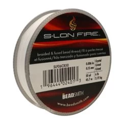SLF06CR50: S-LON FIRE Braided & Fused Bead Thread Crystal .006"/.15mm 6LBS Test 50 Yard Spool
