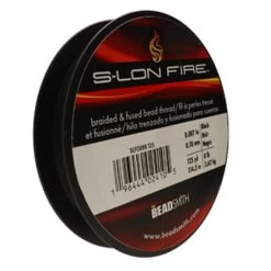 SLF08BK125: S-LON FIRE Braided & Fused Bead Thread Black .007"/.18mm 8LBS Test 125 Yard Spool