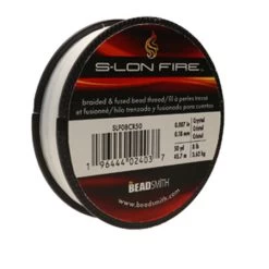 SLF08CR50: S-LON FIRE Braided & Fused Bead Thread Crystal .007"/.18mm 8LBS Test 50 Yard Spool