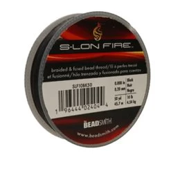 SLF10BK50: S-LON FIRE Braided & Fused Bead Thread Black .008"/.20mm 10LBS Test 50 Yard Spool