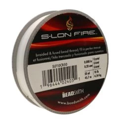 SLF10CR50: S-LON FIRE Braided & Fused Bead Thread CRYSTAL .008"/.20mm 10LBS Test 50 Yard Spool