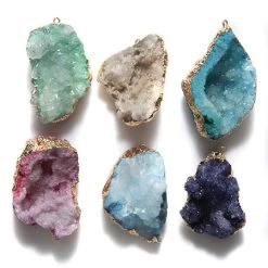 ST25-15MX: Druzy Pendant Assorted With Gold 35-55mm Average 1 Piece