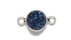 ST25-41B: Druzy Link Blue 8x14mm Sterling Silver - - 1 Piece