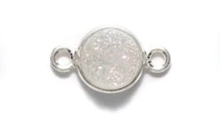ST25-41W: Druzy Link White Aurora Borealis Finish 8x14mm Sterling Silver 1 Piece