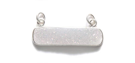 ST25-43W: Druzy 2 Loop Pendant White Aurora Borealis Finish 8.5x30mm Sterling Silver 1 Piece 3 ST25-43W: Druzy 2 Loop Pendant White Aurora Borealis Finish 8.5x30mm Sterling Silver 1 Piece