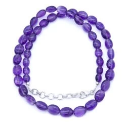 ST414-NECK2: Amethyst A Grade Necklace 6x7-8x10mm Graduated Tumbled Nugget